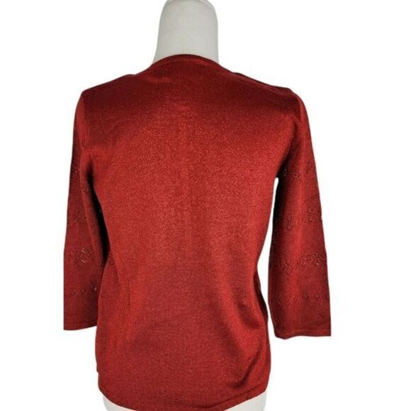 Alfred Dunner Red layered Cardigan  Petite Medium - Picture 2 of 4
